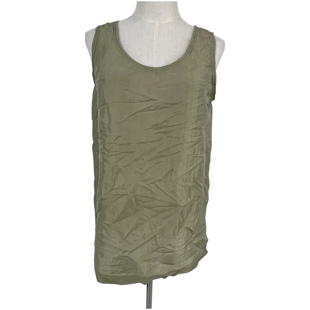 Sport by Stewart‎ Women Silk Tank Top Olive Green Sm Luxury Balletcore Basic